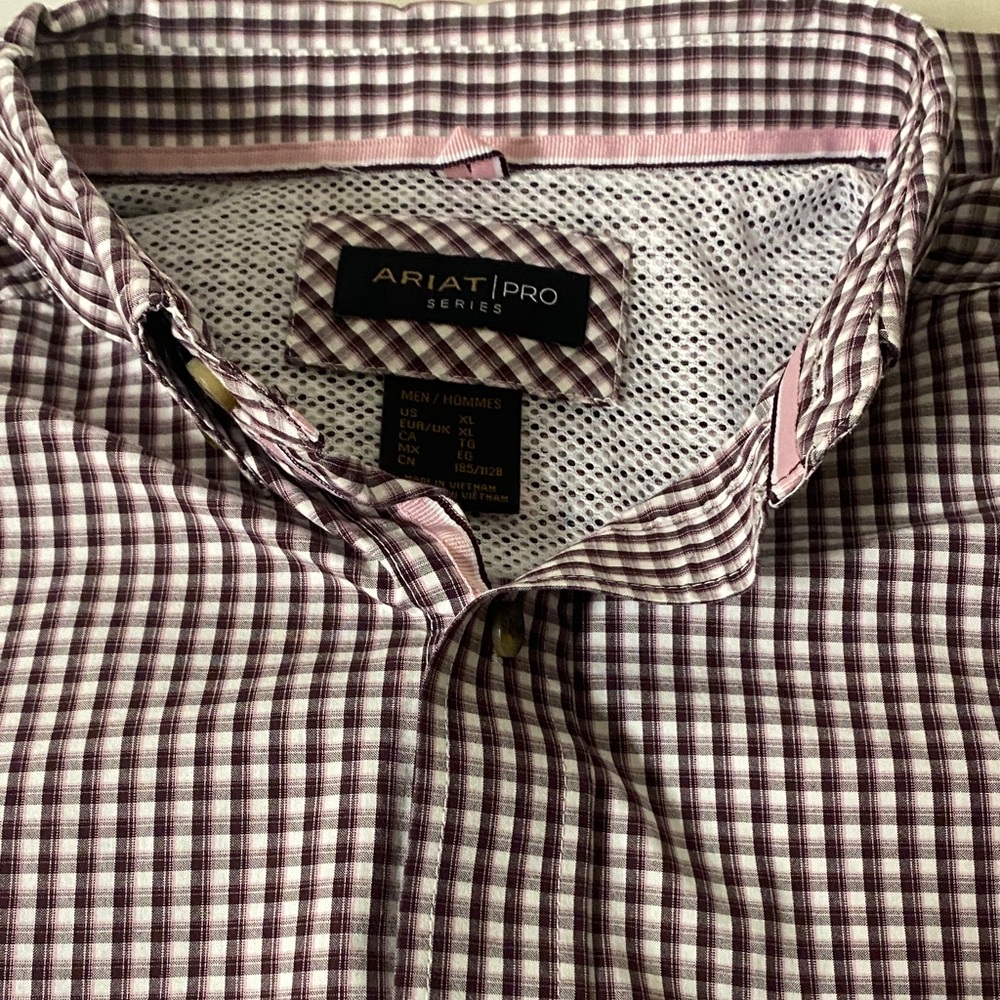 Ariat Men's Burgundy Checkered Button Down Shirt
